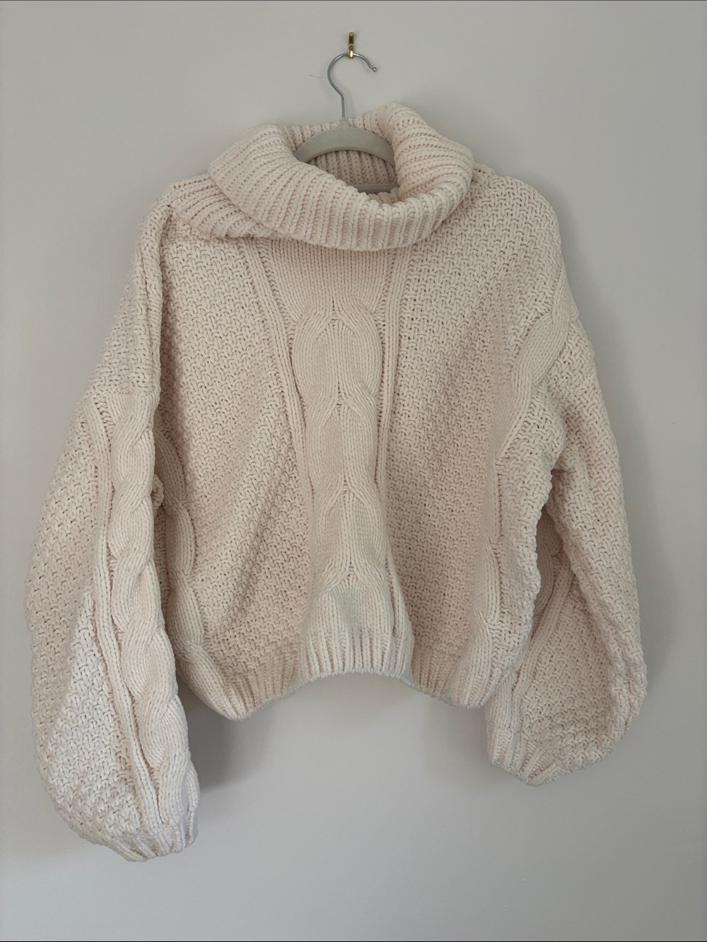 Angie Cream Cable Turtleneck Sweater